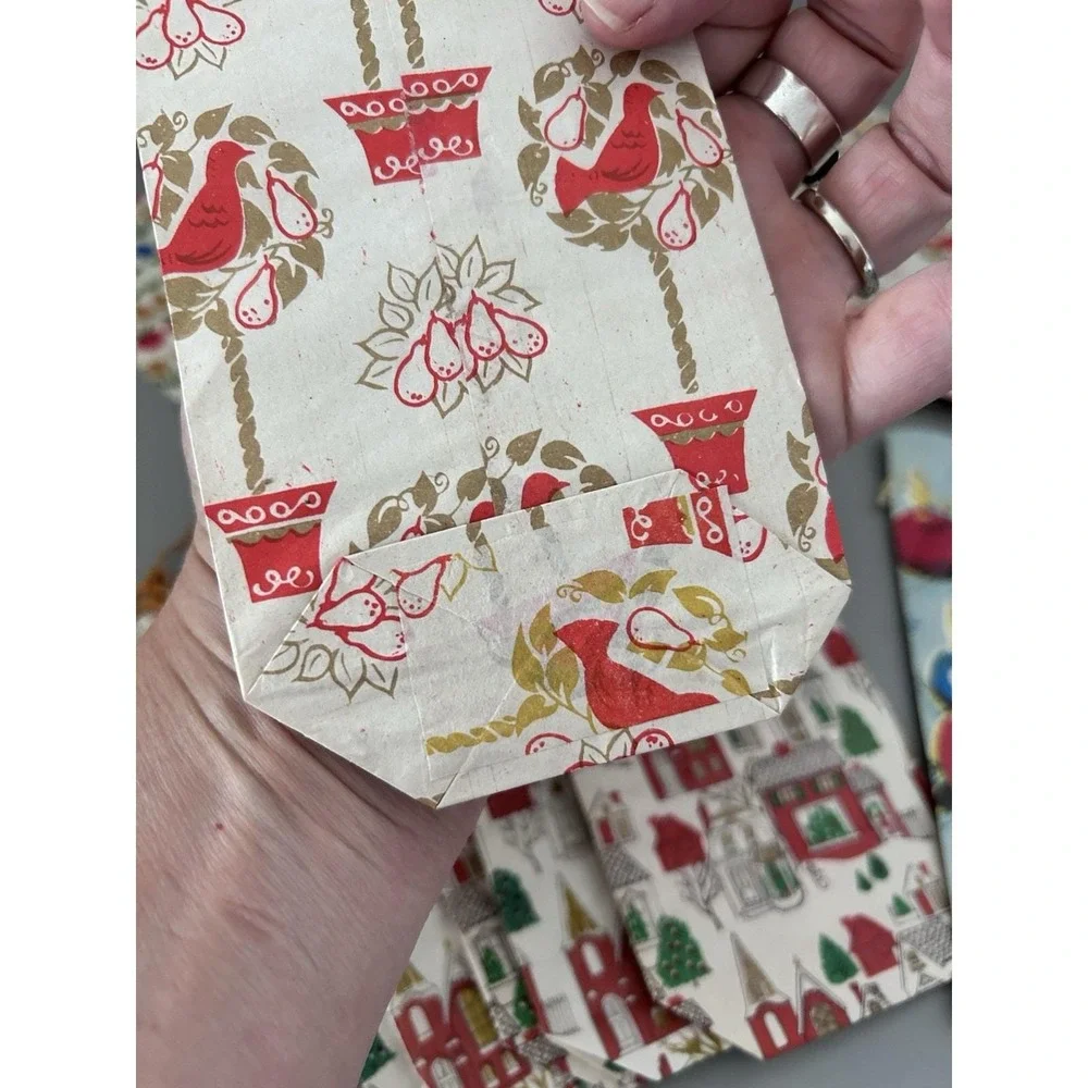 Vintage Christmas CHADWICK MILLER Small Drawstring Paper Gift Treat BAGS